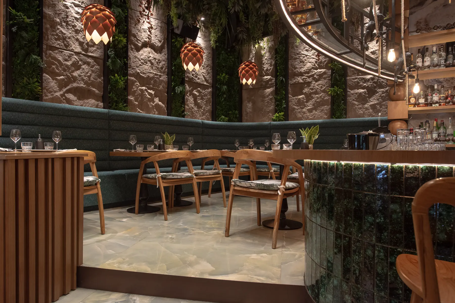The back bar and bottle display at Iguazu Athens