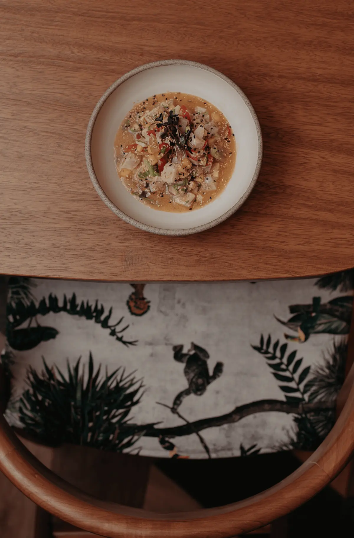A warm bowl dish seen from above at Iguazu Athens